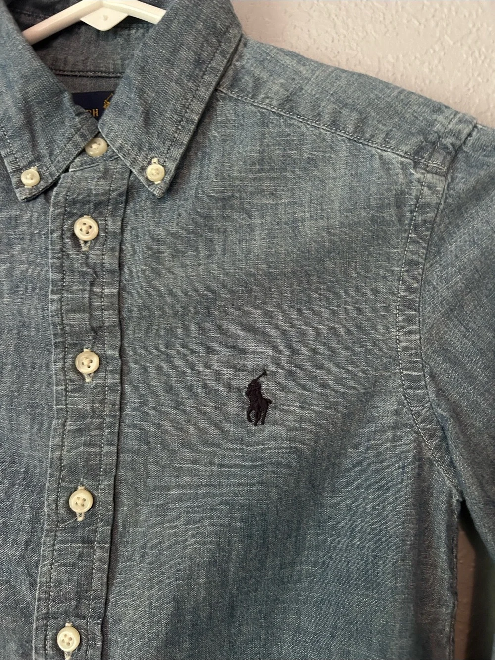 Ralph Lauren Boys Chambray Long Sleeve Button Down Shirt Size Small 8